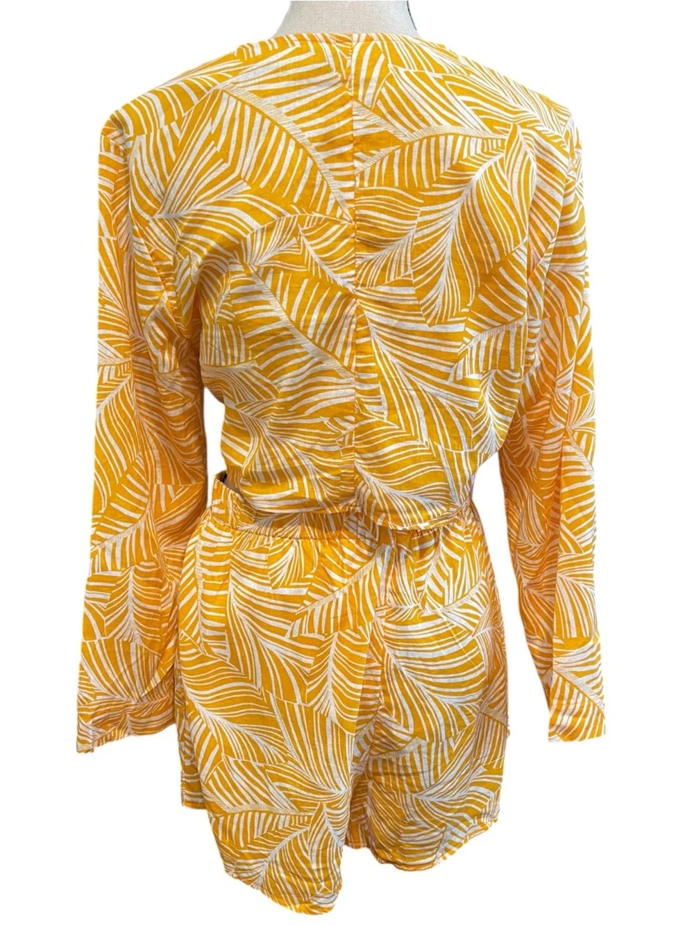 NWT Shade & Shore 2 Piece Bright Yellow Palm Leaf‎ Breezy Beach Swim Cover Up L